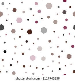 Dark Pink, Red vector seamless cover with set of hexagons. Illustration of colored hexagons on white surface. Pattern can be used for landing pages.