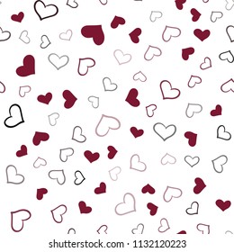 Dark Pink, Red vector seamless layout with sweet hearts. Blurred decorative design in doodle style with hearts. Template for Valentine's greeting postcards.