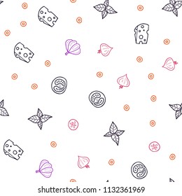 Dark Pink, Red vector seamless texture with delicious snacks. Decorative shining illustration with food on abstract template. Pattern for ads of breakfast, lunch, dinner.