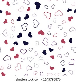 Dark Pink, Red vector seamless layout with sweet hearts. Glitter abstract illustration with colorful hearts in romantic style. Pattern can be used for valentine's ad, booklets.