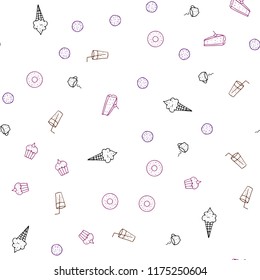 Dark Pink, Red vector seamless pattern with fresh ingredients. Glitter abstract sketch with gourmet food. Design for ad, poster, banner of cafes or restaurants.