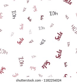 Dark Pink, Red vector seamless pattern with 40 percentage signs. Colorful set of  percentage signs in simple style. Template for season sales, shopping ads.