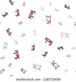 Dark Pink, Red vector seamless template with 30% selling. Colorful set of  percentage signs in simple style. Template for season sales, shopping ads.