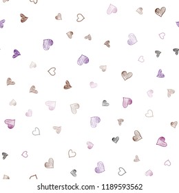 Dark Pink, Red vector seamless pattern with colorful hearts. Blurred decorative design in doodle style with hearts. Pattern for carnival, festival romantic leaflets.