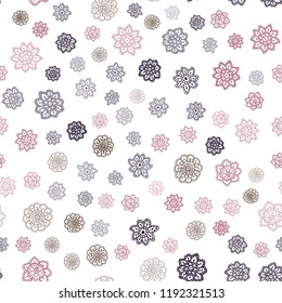 Dark Pink, Red vector seamless pattern with christmas snowflakes. Snow on blurred abstract background with gradient. Pattern for trendy fabric, wallpapers.