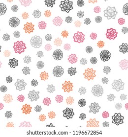 Dark Pink, Red vector seamless cover with beautiful snowflakes. Decorative shining illustration with snow on abstract template. Design for textile, fabric, wallpapers.