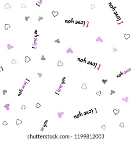 Dark Pink, Red vector seamless texture with lovely hearts. Hearts on blurred abstract background with colorful gradient. Beautiful design for your business advert of anniversary.
