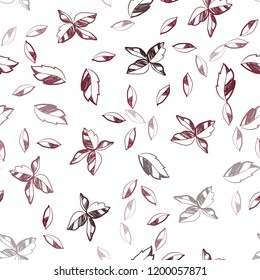 Dark Pink, Red vector seamless elegant pattern with leaves. Doodle illustration of leaves in Origami style with gradient. Pattern for design of window blinds, curtains.