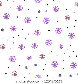 Dark Pink, Red vector seamless layout with bright snowflakes. Glitter abstract illustration with crystals of ice. Template for business cards, websites.