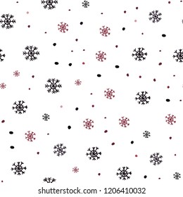 Dark Pink, Red vector seamless template with ice snowflakes. Colorful snowflakes with gradient on abstract background. Design for textile, fabric, wallpapers.