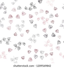 Dark Pink, Red vector seamless doodle texture with leaves. Modern geometrical abstract illustration with leaves. Pattern for design of window blinds, curtains.