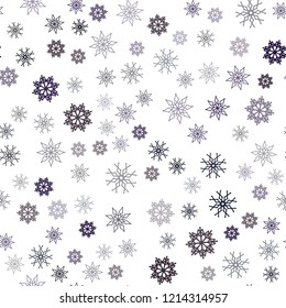 Dark Pink, Red vector seamless template with ice snowflakes. Glitter abstract illustration with crystals of ice. Pattern for design of window blinds, curtains.