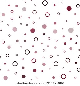 Dark Pink, Red vector seamless pattern with spheres. Blurred bubbles on abstract background with colorful gradient. Pattern for design of fabric, wallpapers.