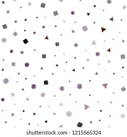 Dark Pink, Red vector seamless backdrop with lines, circles, rhombus. Illustration with colorful circles, triangles, rectangles. Pattern for design of fabric, wallpapers.