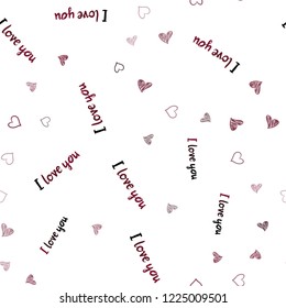Dark Pink, Red vector seamless texture with lovely hearts. Beautiful colored illustration with hearts in celebration style. Template for Valentine's greeting postcards.