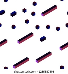 Dark Pink, Red vector seamless, isometric layout with lines, rectangles. Glitter abstract illustration with rectangular shapes. Pattern for trendy fabric, wallpapers.