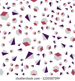 Dark Pink, Red vector seamless, isometric texture with poly style with cubes. Lines, rhombus with colorful gradient. Pattern for trendy fabric, wallpapers.