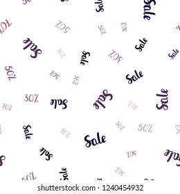 Dark Pink, Red vector seamless template with 30, 50, 70% selling. Gradient illustration with discount signs on white backdrop. Template for season sales, shopping ads.
