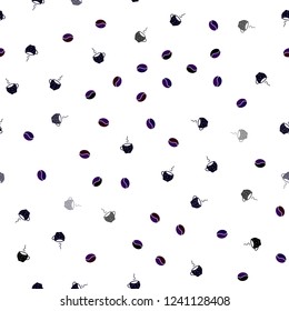 Dark Pink, Red vector seamless background with coffee, beans. Gradient illustration with set of mugs, beans. Pattern for ad, booklets, leaflets of restaurants.