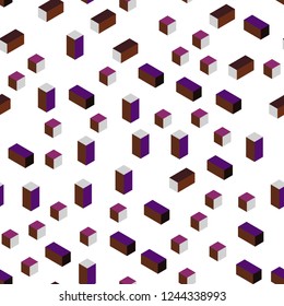 Dark Pink, Red vector seamless, isometric backdrop with rhombus. Decorative design in abstract style with rectangles. Template for business cards, websites.