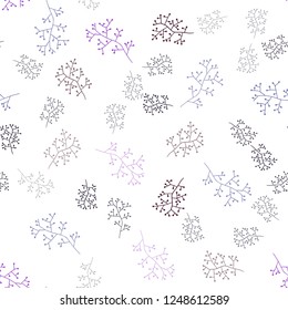 Dark Pink, Red vector seamless doodle background with branches. An elegant bright illustration with leaves and branches. Pattern for design of fabric, wallpapers.