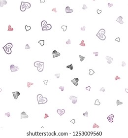 Dark Pink, Red vector seamless pattern with colorful hearts. Beautiful colored illustration with hearts in celebration style. Pattern can be used for valentine's ad, booklets.