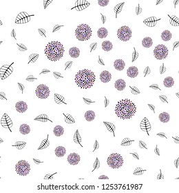 Dark Pink, Red vector seamless doodle template with leaves, flowers. Gradient Leaves, flowers on white background. Pattern for design of window blinds, curtains.