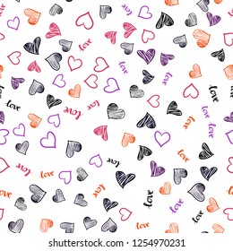 Dark Pink, Red vector seamless pattern with phrase LOVE YOU, hearts. Illustration with phrase LOVE YOU, hearts for valentine's day. Design for wallpaper, fabric makers.