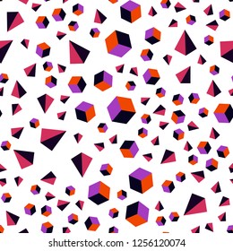 Dark Pink, Red vector seamless, isometric texture with poly style with cubes. Abstract illustration with colorful lines, cubes. Template for business cards, websites.