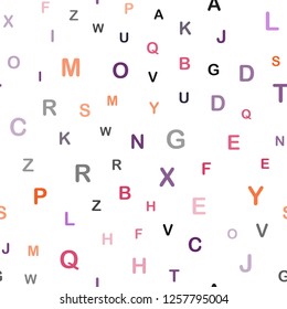 Dark Pink, Red vector seamless layout with latin alphabet. Blurred design in simple style with signs of alphabet. Design for wallpaper, fabric makers.