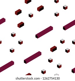 Dark Pink, Red vector seamless, isometric template with rhombus. Beautiful illustration with rectangles and squares. Design for textile, fabric, wallpapers.