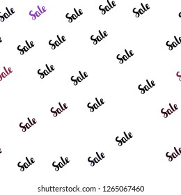 Dark Pink, Red vector seamless template with selling words. Abstract illustration with colorful gradient symbols of sales. Backdrop for mega promotions, discounts.