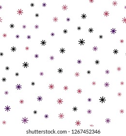 Dark Pink, Red vector seamless cover with beautiful snowflakes. Shining colorful illustration with snow on abstract template. Design for textile, fabric, wallpapers.