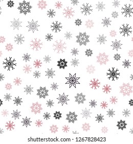 Dark Pink, Red vector seamless layout with bright snowflakes. Glitter abstract illustration with crystals of ice. Pattern for design of window blinds, curtains.