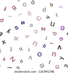 Dark Pink, Red vector seamless texture with ABC characters. Shining colorful illustration with isolated letters. Pattern for design of fabric, wallpapers.