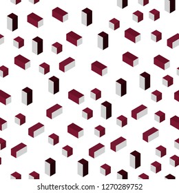Dark Pink, Red vector seamless, isometric cover in polygonal style. Decorative design in abstract style with rectangles. Texture for window blinds, curtains.