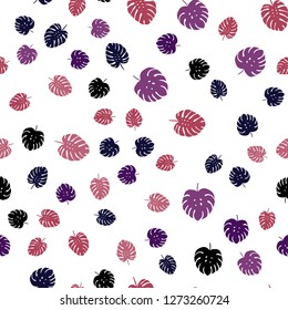 Dark Pink, Red vector seamless natural background with leaves. Colorful abstract illustration with leaves in doodle style. Pattern for design of fabric, wallpapers.
