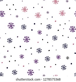 Dark Pink, Red vector seamless texture with colored snowflakes. Modern geometrical abstract illustration with snowflakes. Trendy design for wallpaper, fabric makers.