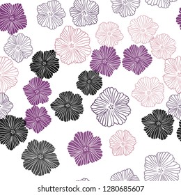 Dark Pink, Red vector seamless doodle template with flowers. Abstract illustration with flowers in doodles style. Template for business cards, websites.