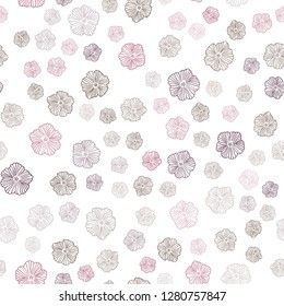 Dark Pink, Red vector seamless doodle pattern with flowers. Brand new colored illustration with flowers. Design for textile, fabric, wallpapers.