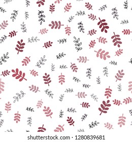 Dark Pink, Red vector seamless doodle backdrop with leaves, branches. Brand new colored illustration with leaves and branches. Design for textile, fabric, wallpapers.