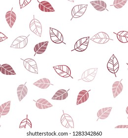 Dark Pink, Red vector seamless doodle backdrop with leaves. Blurred decorative design in Indian style with leaves. Pattern for design of window blinds, curtains.