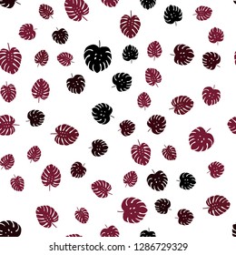 Dark Pink, Red vector seamless elegant template with leaves. Doodle illustration of leaves in Origami style with gradient. Texture for window blinds, curtains.