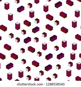 Dark Pink, Red vector seamless, isometric texture in rectangular style. Decorative design in abstract style with rectangles. Design for wallpaper, fabric makers.