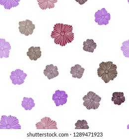 Dark Pink, Red vector seamless doodle layout with flowers. Colorful illustration with flowers in doodle style. Template for business cards, websites.