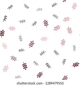 Dark Pink, Red vector seamless doodle pattern with leaves. Brand new colored illustration in blurry style with leaves. Design for textile, fabric, wallpapers.