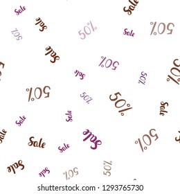Dark Pink, Red vector seamless background with 50 % signs of sales. Shining colorful illustration with isolated selling prices. Backdrop for mega promotions, discounts.
