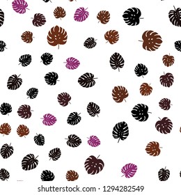 Dark Pink, Red vector seamless natural background with leaves. Creative illustration in blurred style with leaves. Pattern for design of fabric, wallpapers.