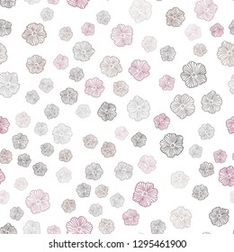 Dark Pink, Red vector seamless doodle pattern with flowers. Flowers in natural style on white background. Design for textile, fabric, wallpapers.
