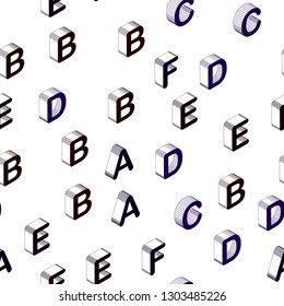 Dark Pink, Red vector seamless pattern with 3D ABC symbols. Abstract illustration with colorful 3D latin alphabet. Template for business cards, websites.